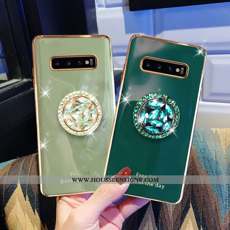 Coque Samsung Galaxy S10+ Fluide Doux Protection Vert Luxe Luxe Téléphone Portable Étoile Verte
