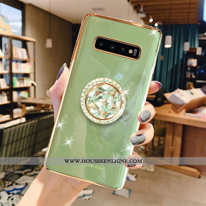 Coque Samsung Galaxy S10+ Fluide Doux Protection Vert Luxe Luxe Téléphone Portable Étoile Verte