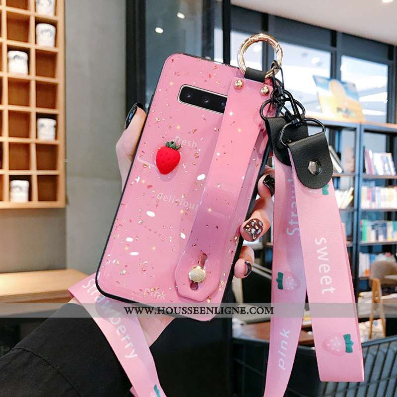 Coque Samsung Galaxy S10+ Fluide Doux Silicone Bovins Cœur Créatif Simple Protection Rose
