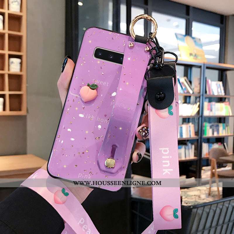 Coque Samsung Galaxy S10+ Fluide Doux Silicone Bovins Cœur Créatif Simple Protection Rose
