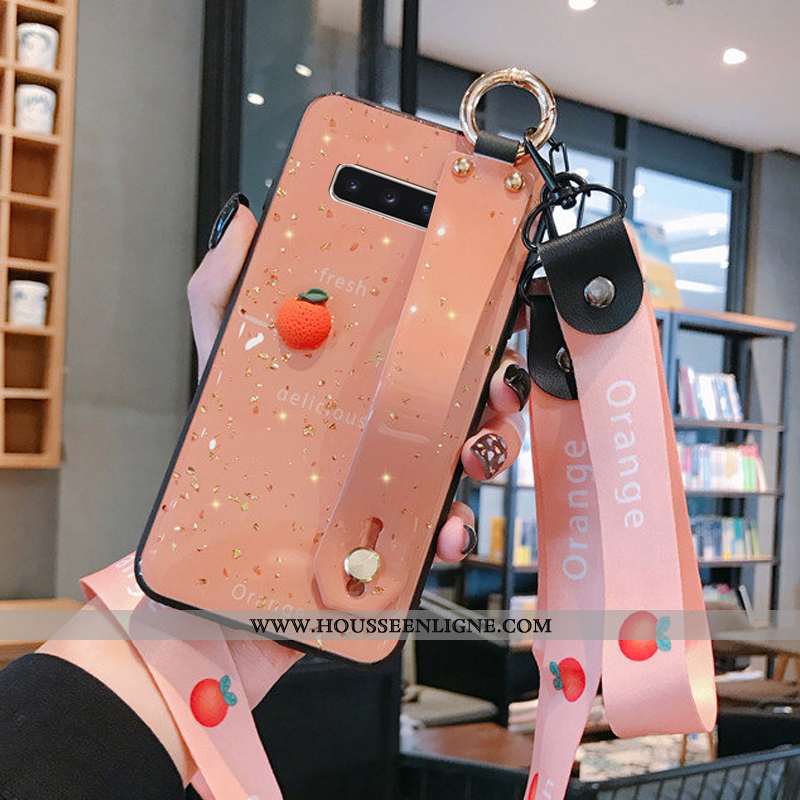 Coque Samsung Galaxy S10+ Fluide Doux Silicone Bovins Cœur Créatif Simple Protection Rose