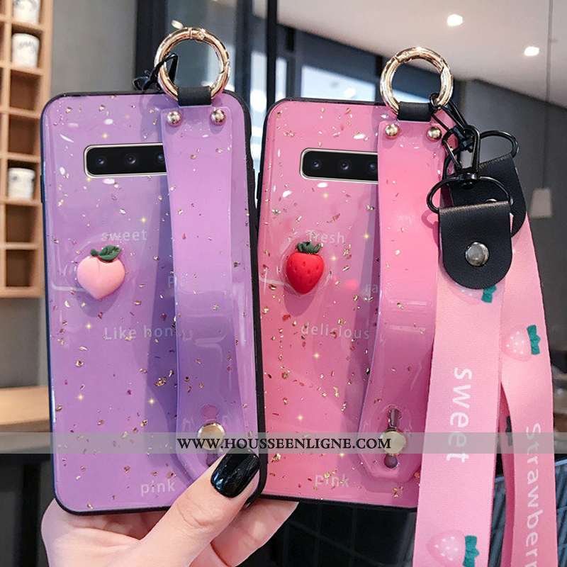 Coque Samsung Galaxy S10+ Fluide Doux Silicone Bovins Cœur Créatif Simple Protection Rose