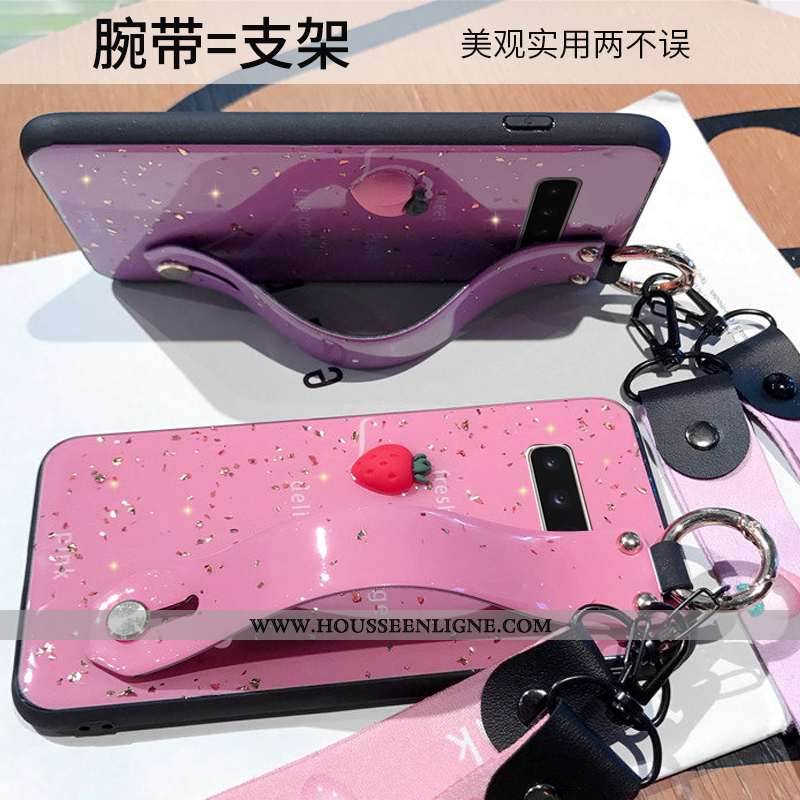 Coque Samsung Galaxy S10+ Fluide Doux Silicone Bovins Cœur Créatif Simple Protection Rose