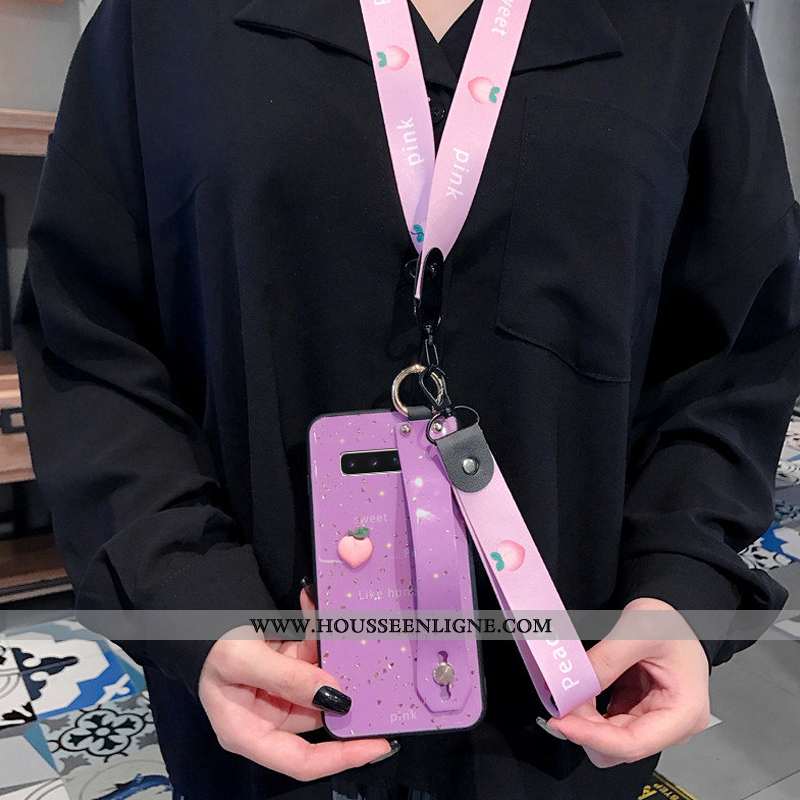Coque Samsung Galaxy S10+ Fluide Doux Silicone Bovins Cœur Créatif Simple Protection Rose