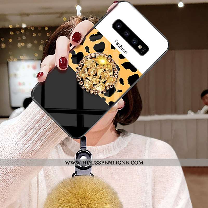Coque Samsung Galaxy S10 Incruster Strass Modèle Fleurie Peluche Fluide Doux Téléphone Portable Pomp