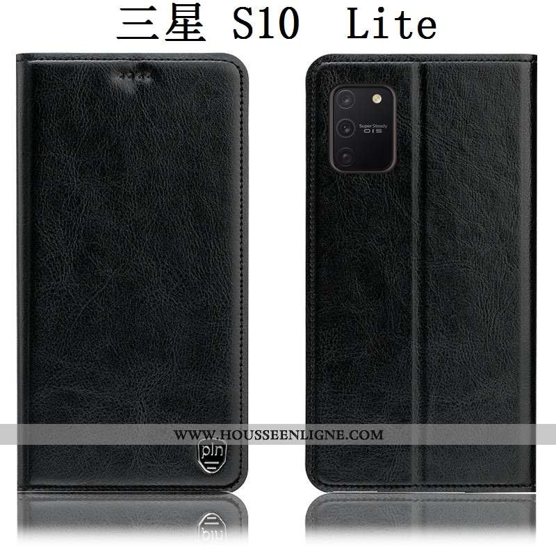 Coque Samsung Galaxy S10 Lite Cuir Véritable Cuir Étoile Téléphone Portable Étui Housse Marron