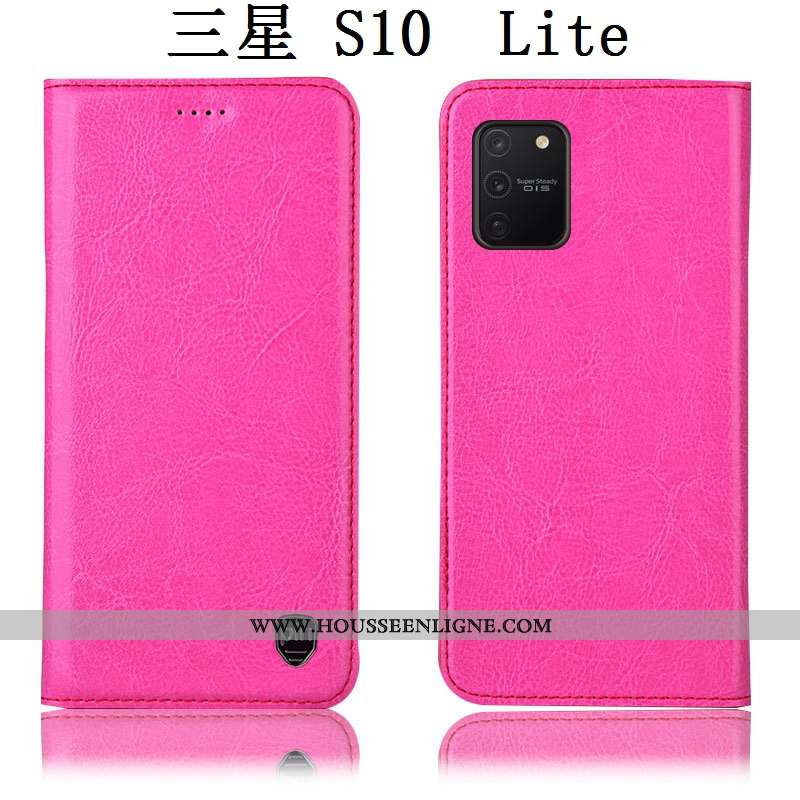 Coque Samsung Galaxy S10 Lite Cuir Véritable Cuir Étoile Téléphone Portable Étui Housse Marron