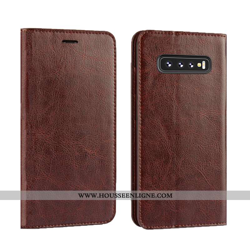 Coque Samsung Galaxy S10 Luxe Cuir Véritable Tout Compris Qualité Cuir Simple Marron