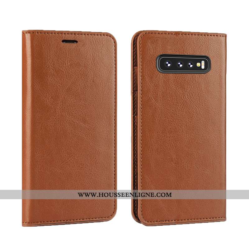 Coque Samsung Galaxy S10 Luxe Cuir Véritable Tout Compris Qualité Cuir Simple Marron