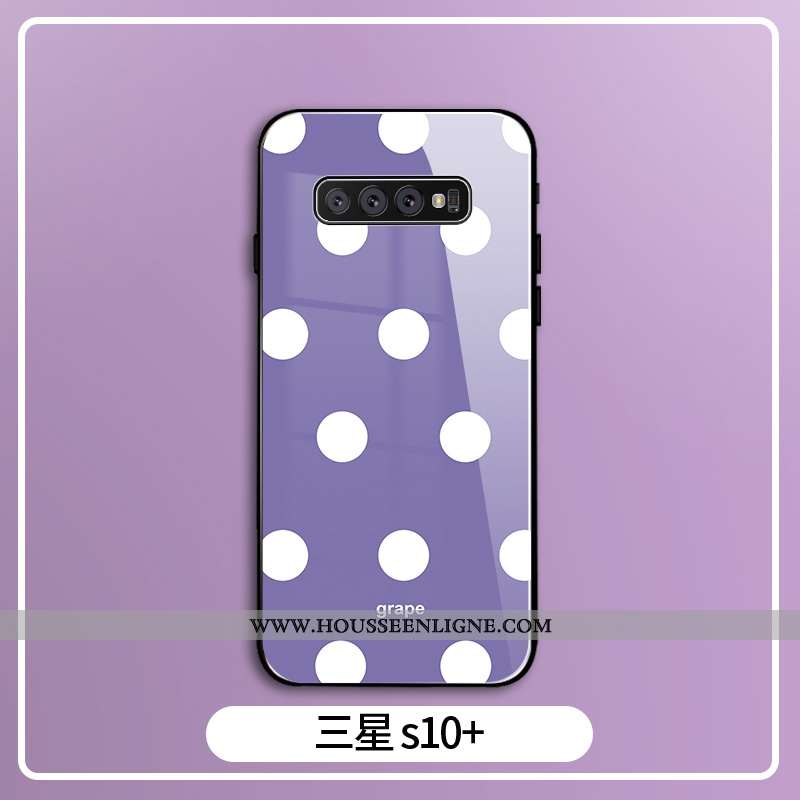 Coque Samsung Galaxy S10+ Mode Protection Verre Amoureux Étui Tout Compris Incassable Violet