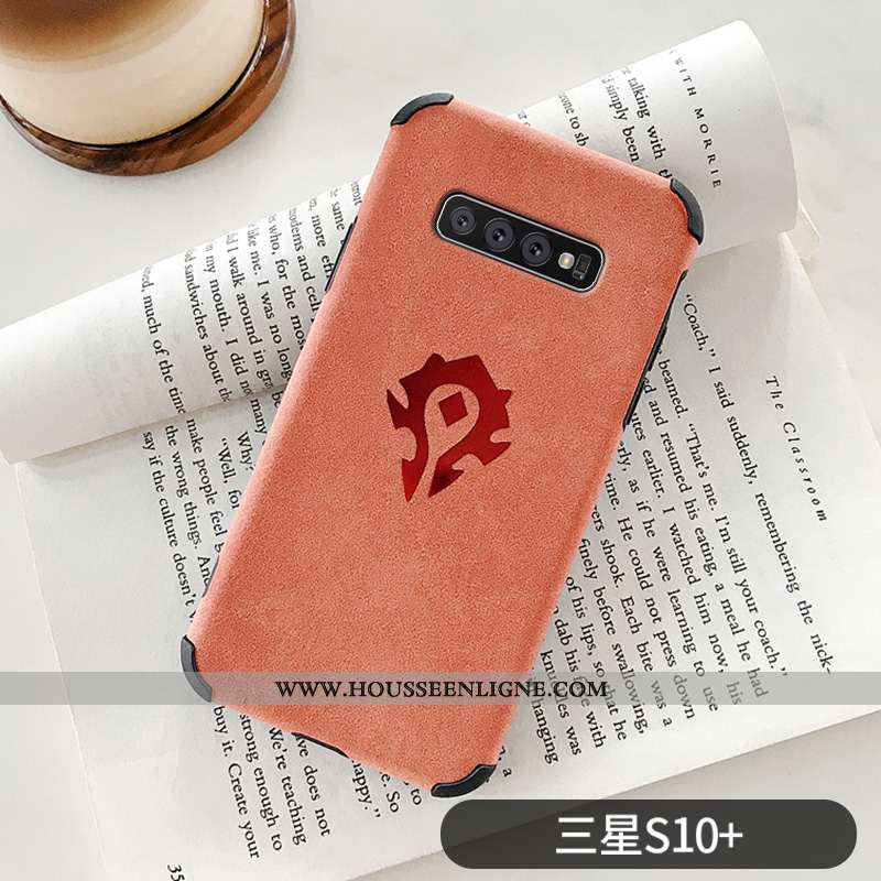Coque Samsung Galaxy S10+ Personnalité Créatif Mode Cuir Silicone Gris