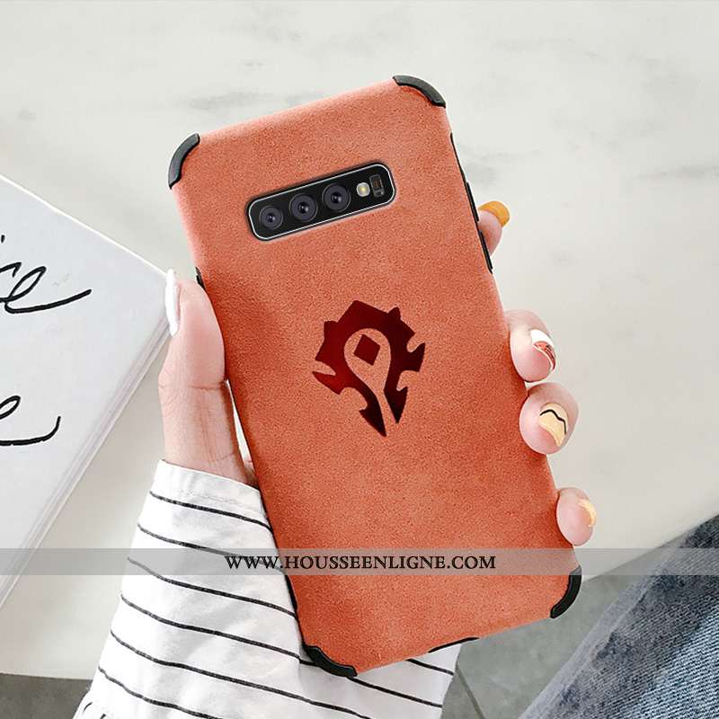 Coque Samsung Galaxy S10+ Personnalité Créatif Mode Cuir Silicone Gris