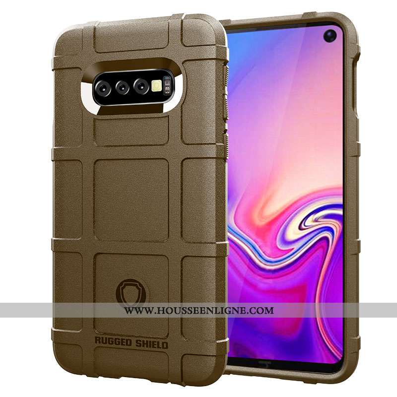 Coque Samsung Galaxy S10+ Protection Délavé En Daim Créatif Étui Marron Téléphone Portable Étoile