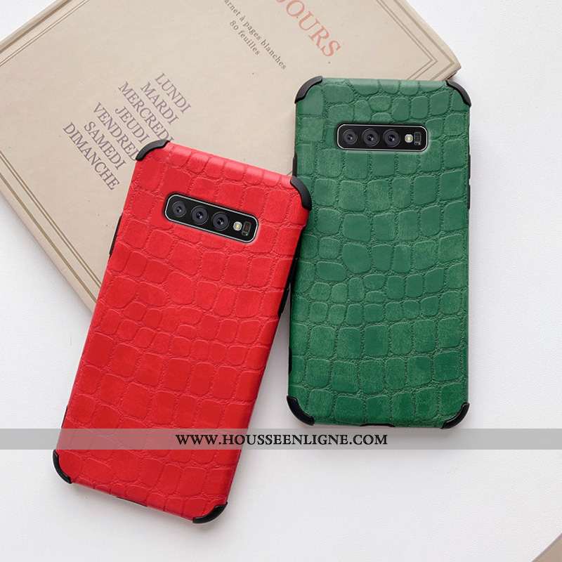 Coque Samsung Galaxy S10+ Protection Personnalité Crocodile Téléphone Portable Cuir Créatif Amoureux