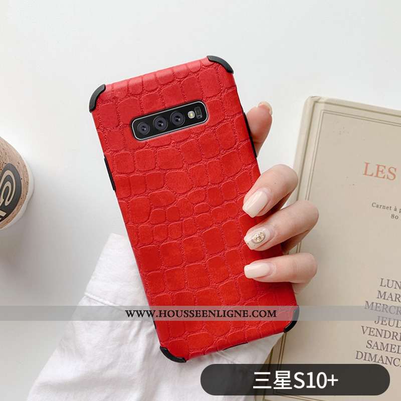 Coque Samsung Galaxy S10+ Protection Personnalité Crocodile Téléphone Portable Cuir Créatif Amoureux