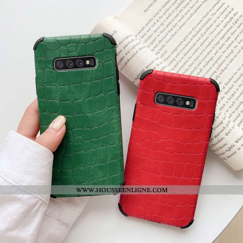 Coque Samsung Galaxy S10+ Protection Personnalité Crocodile Téléphone Portable Cuir Créatif Amoureux