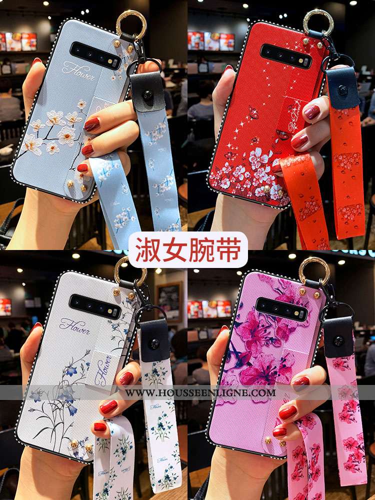 Coque Samsung Galaxy S10+ Protection Tendance Téléphone Portable Rose Fluide Doux Incassable Étui