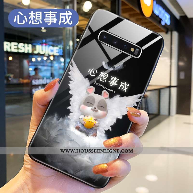 Coque Samsung Galaxy S10+ Protection Verre Étui Téléphone Portable Rouge Incassable