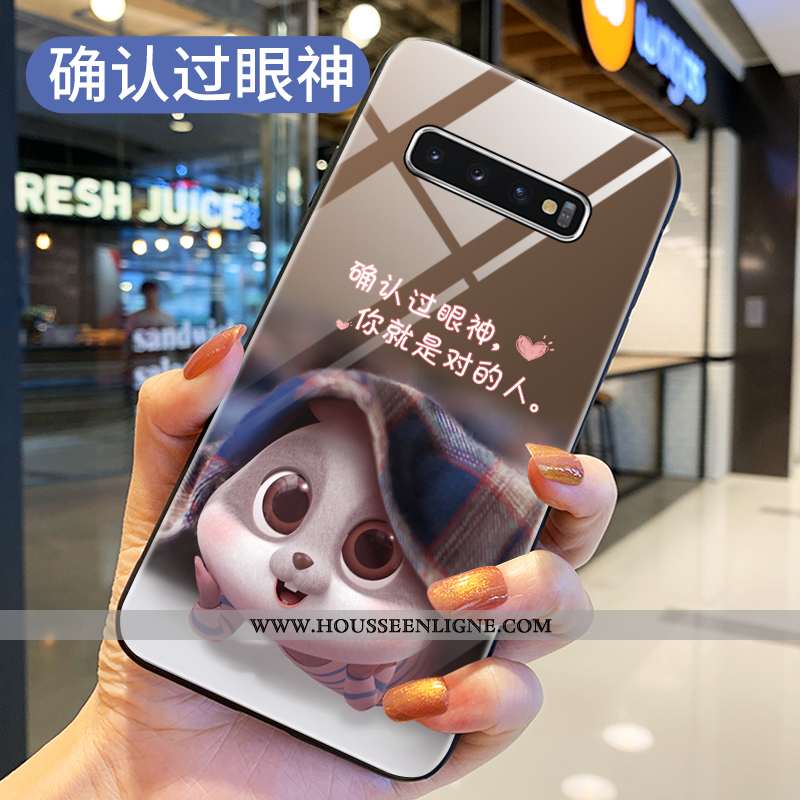 Coque Samsung Galaxy S10+ Protection Verre Étui Téléphone Portable Rouge Incassable