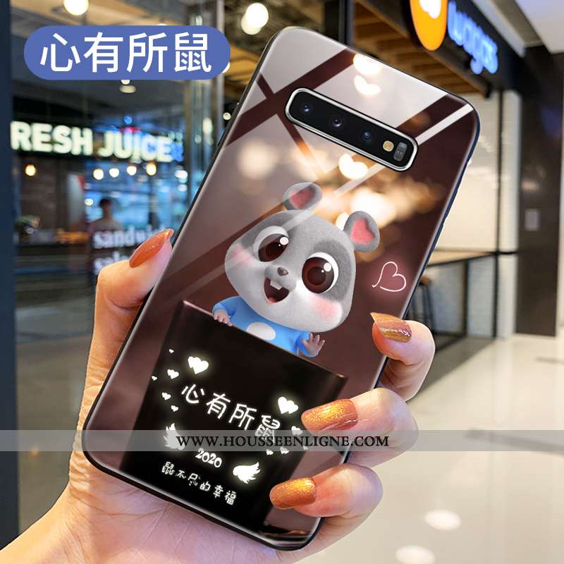 Coque Samsung Galaxy S10+ Protection Verre Étui Téléphone Portable Rouge Incassable