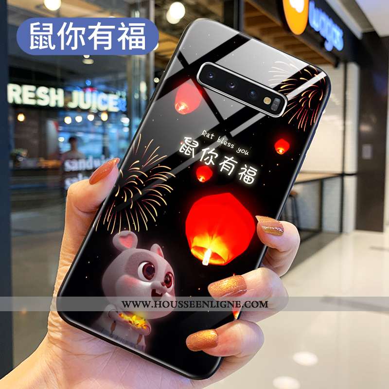 Coque Samsung Galaxy S10+ Protection Verre Étui Téléphone Portable Rouge Incassable