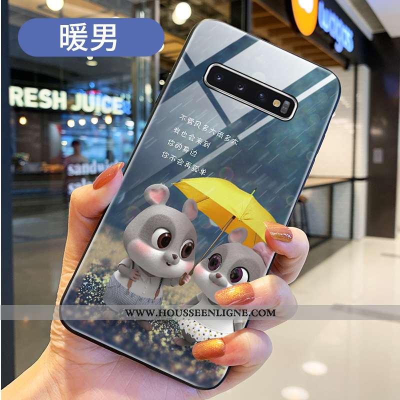 Coque Samsung Galaxy S10+ Protection Verre Étui Téléphone Portable Rouge Incassable