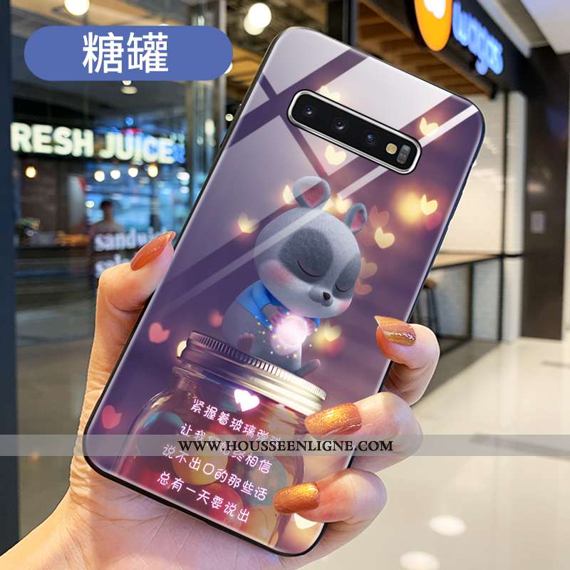 Coque Samsung Galaxy S10+ Protection Verre Étui Téléphone Portable Rouge Incassable