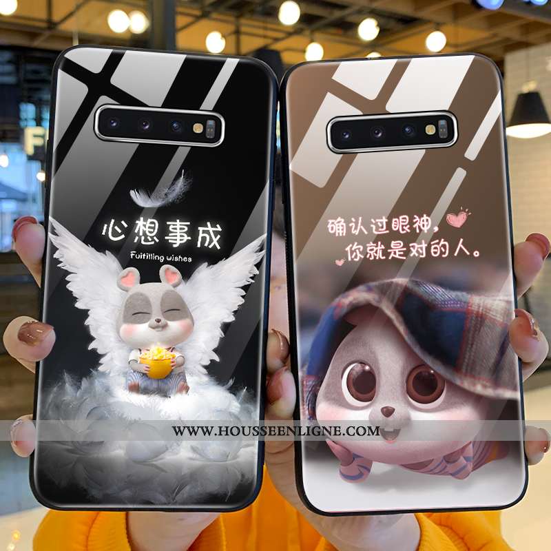 Coque Samsung Galaxy S10+ Protection Verre Étui Téléphone Portable Rouge Incassable