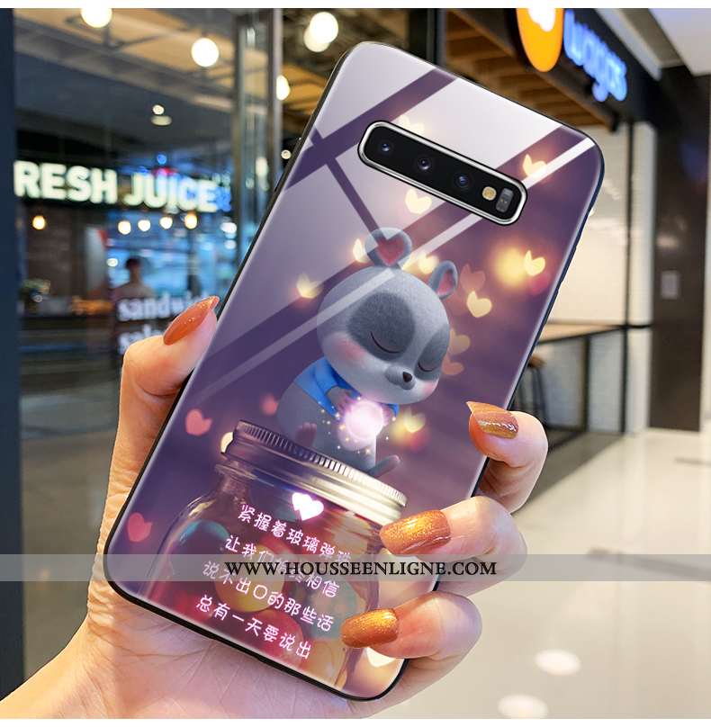 Coque Samsung Galaxy S10+ Protection Verre Étui Téléphone Portable Rouge Incassable