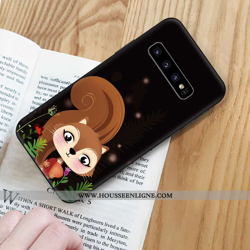 Coque Samsung Galaxy S10 Silicone Délavé En Daim Bordure Dessin Animé Tendance Charmant Animal Bleu 