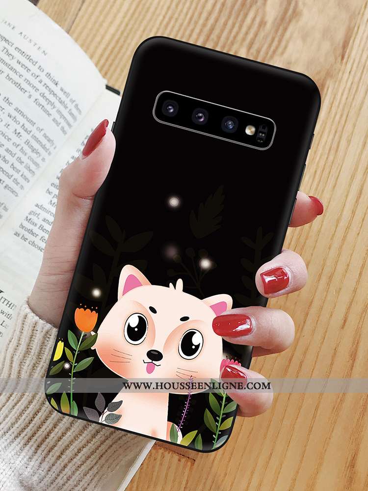 Coque Samsung Galaxy S10 Silicone Délavé En Daim Bordure Dessin Animé Tendance Charmant Animal Bleu 