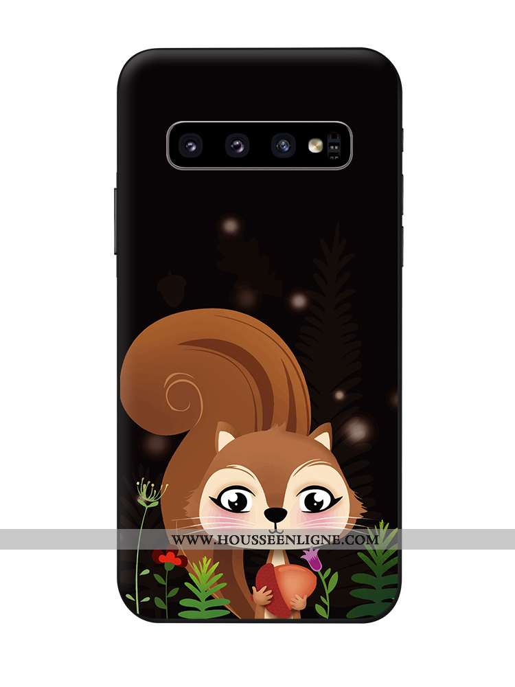 Coque Samsung Galaxy S10 Silicone Délavé En Daim Bordure Dessin Animé Tendance Charmant Animal Bleu 