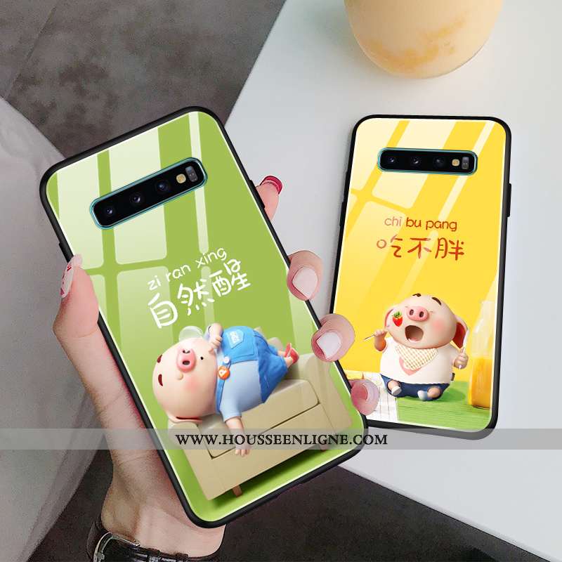 Coque Samsung Galaxy S10+ Tendance Légère Étoile Personnalité Amoureux Étui Verte