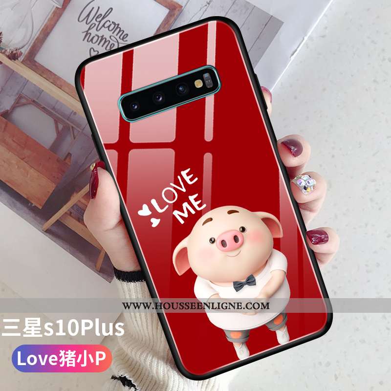 Coque Samsung Galaxy S10+ Tendance Légère Étoile Personnalité Amoureux Étui Verte