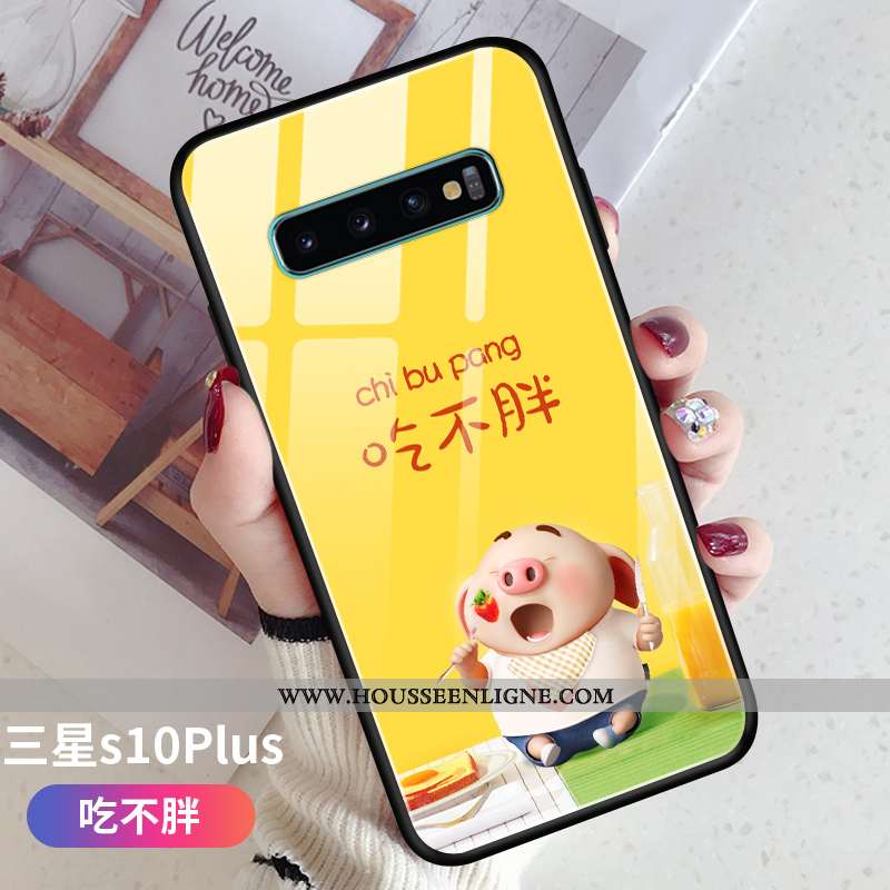 Coque Samsung Galaxy S10+ Tendance Légère Étoile Personnalité Amoureux Étui Verte