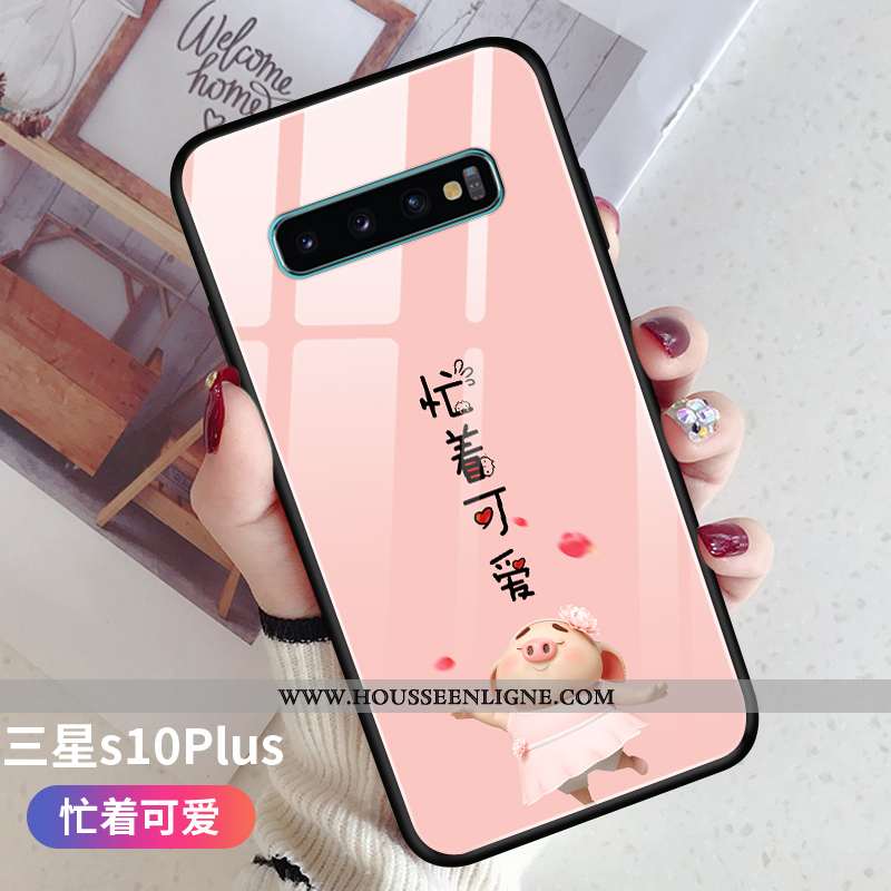 Coque Samsung Galaxy S10+ Tendance Légère Étoile Personnalité Amoureux Étui Verte