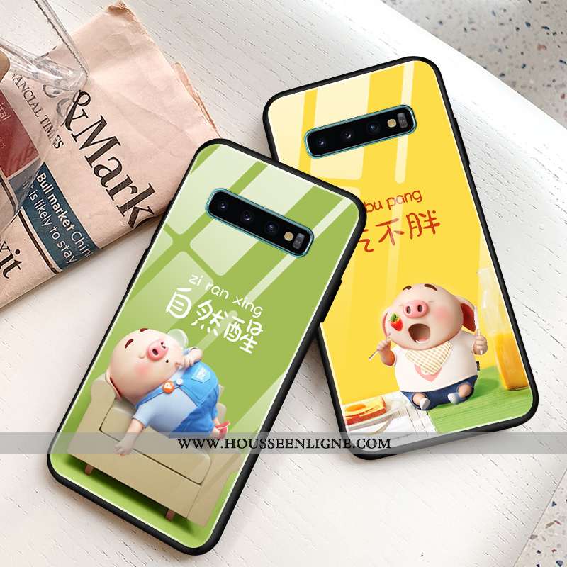 Coque Samsung Galaxy S10+ Tendance Légère Étoile Personnalité Amoureux Étui Verte