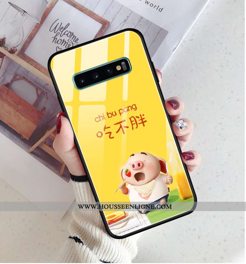 Coque Samsung Galaxy S10+ Tendance Légère Étoile Personnalité Amoureux Étui Verte