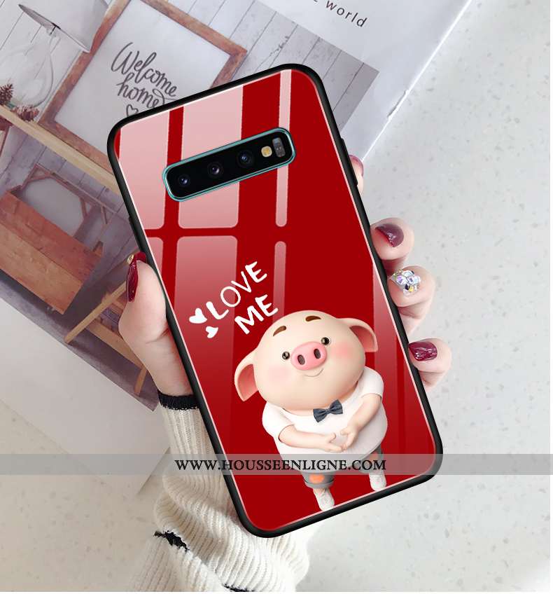 Coque Samsung Galaxy S10+ Tendance Légère Étoile Personnalité Amoureux Étui Verte