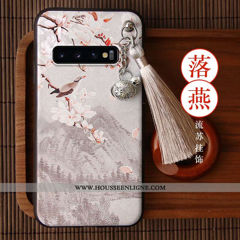 Coque Samsung Galaxy S10 Tendance Personnalité Téléphone Portable Tout Compris Style Chinois Rouge