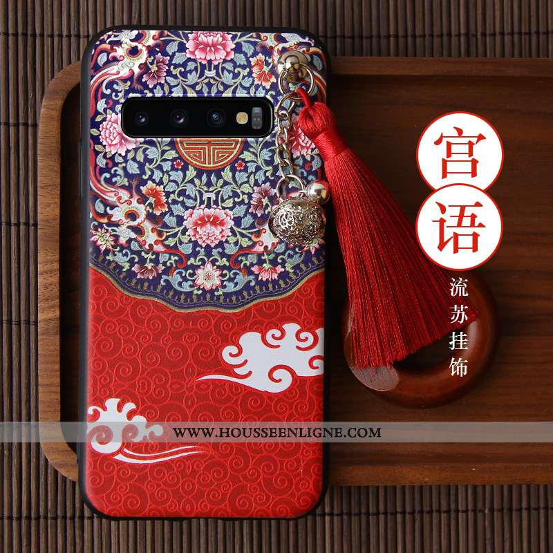 Coque Samsung Galaxy S10 Tendance Personnalité Téléphone Portable Tout Compris Style Chinois Rouge