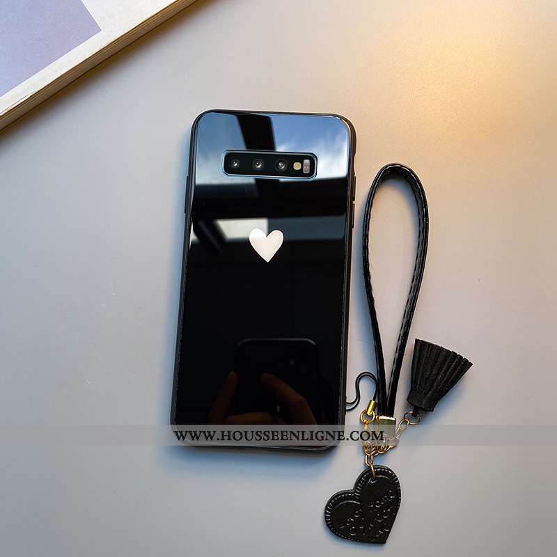 Coque Samsung Galaxy S10 Verre Personnalité Incassable Noir Amour Étui Protection