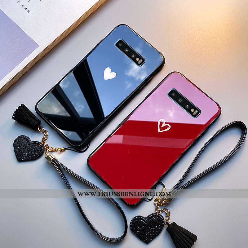 Coque Samsung Galaxy S10 Verre Personnalité Incassable Noir Amour Étui Protection