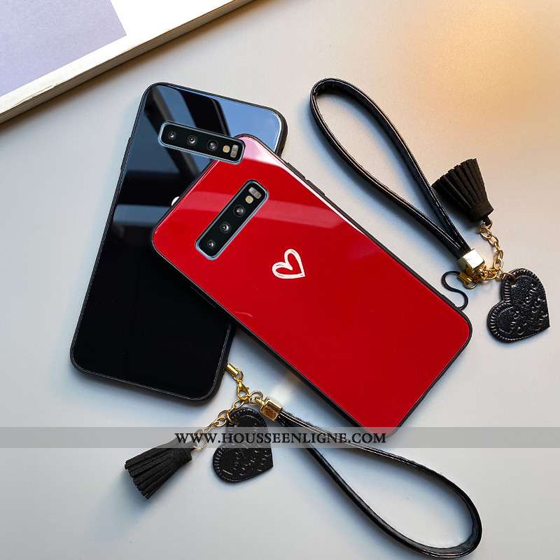 Coque Samsung Galaxy S10 Verre Personnalité Incassable Noir Amour Étui Protection