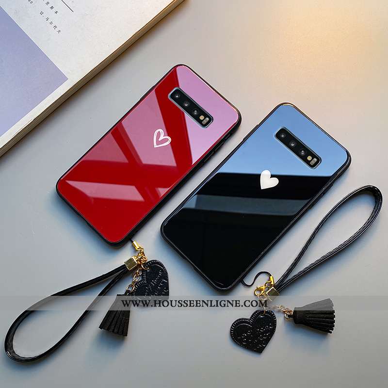 Coque Samsung Galaxy S10 Verre Personnalité Incassable Noir Amour Étui Protection