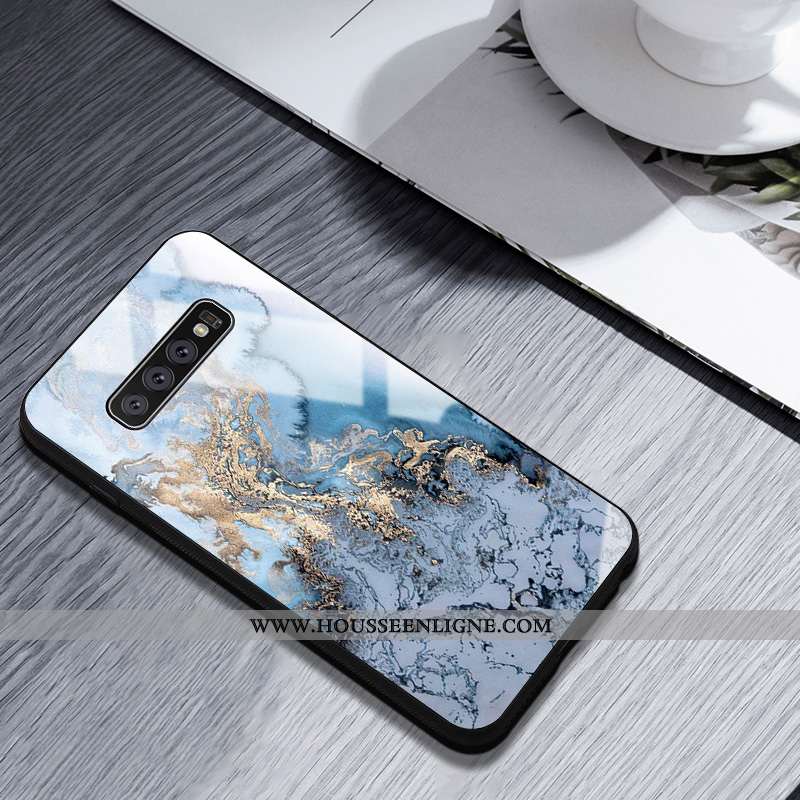 Coque Samsung Galaxy S10 Verre Silicone Grand Clair Vent Bleu Étoile