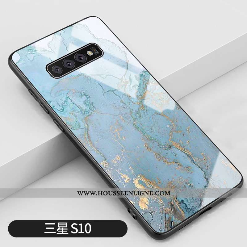 Coque Samsung Galaxy S10 Verre Silicone Grand Clair Vent Bleu Étoile