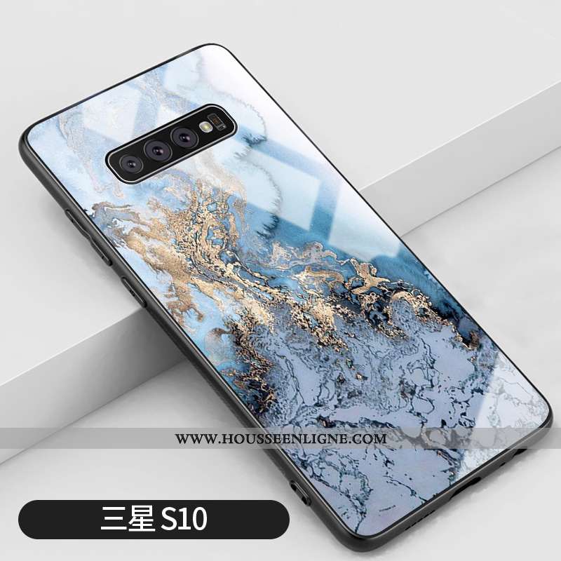 Coque Samsung Galaxy S10 Verre Silicone Grand Clair Vent Bleu Étoile