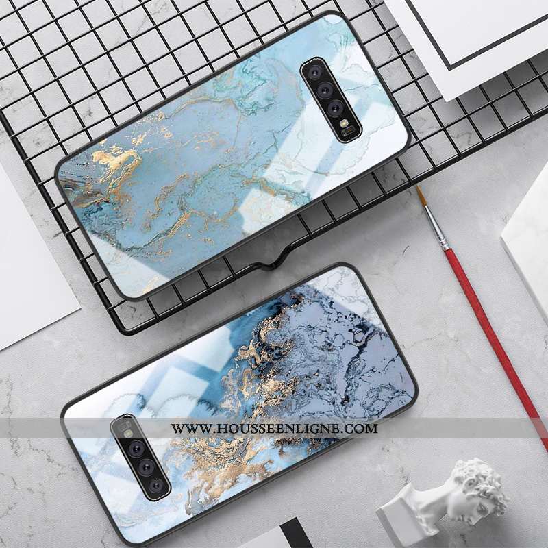 Coque Samsung Galaxy S10 Verre Silicone Grand Clair Vent Bleu Étoile