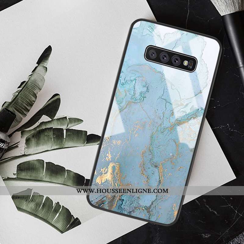 Coque Samsung Galaxy S10 Verre Silicone Grand Clair Vent Bleu Étoile